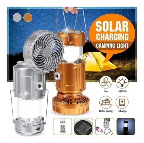 Linterna Carga Solar Pilas Usb Ventila