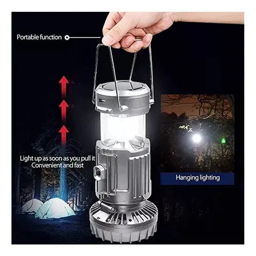 Linterna Carga Solar Pilas Usb Ventila