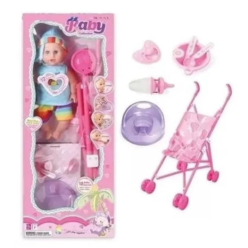 Muñeca Bebe Coche Muñeca Y Accesor