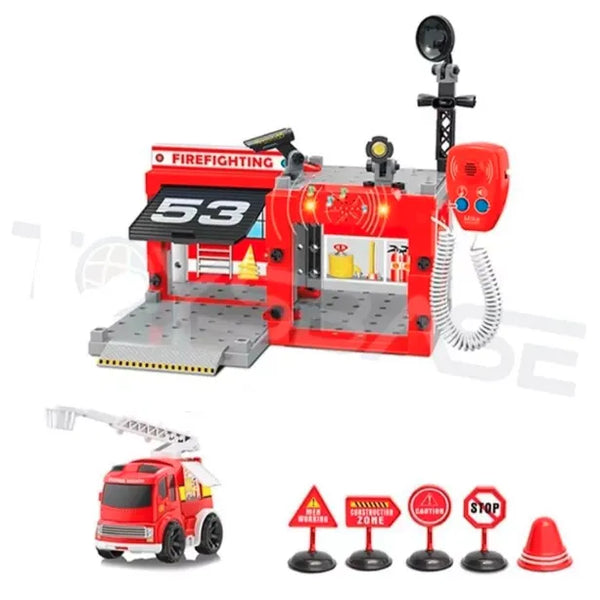 Estacion De Bomberos Armable 67 Pcs Luz