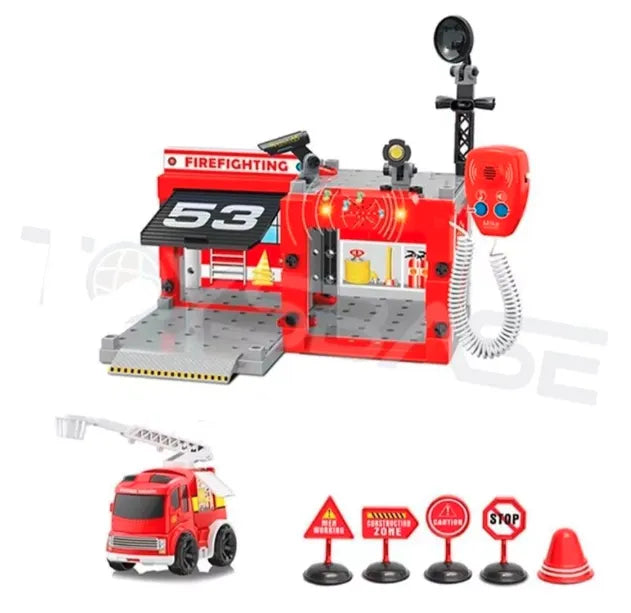 Estacion De Bomberos Armable 67 Pcs Luz