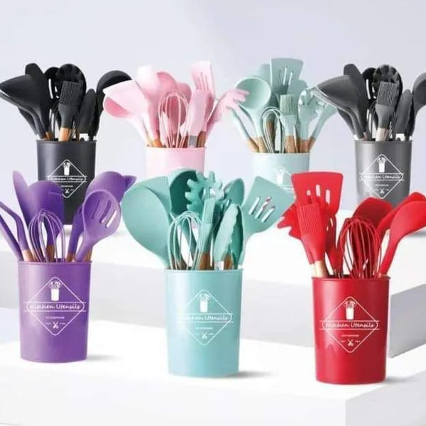 Set 12 Utensilios Para Cocina Silicona