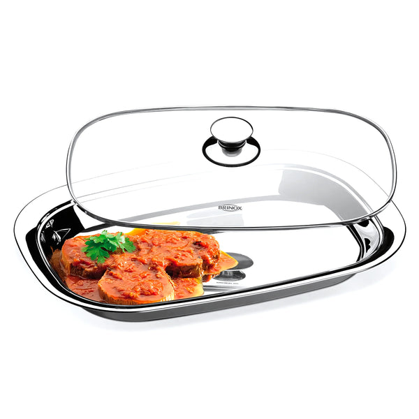 Fuente Con Tapa Vidrio Brinox Acero 40 - Varietas Chile - Santiago