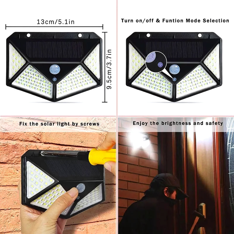 Foco Solar 100 Led Sensor Movimiento - Varietas Chile - Santiago