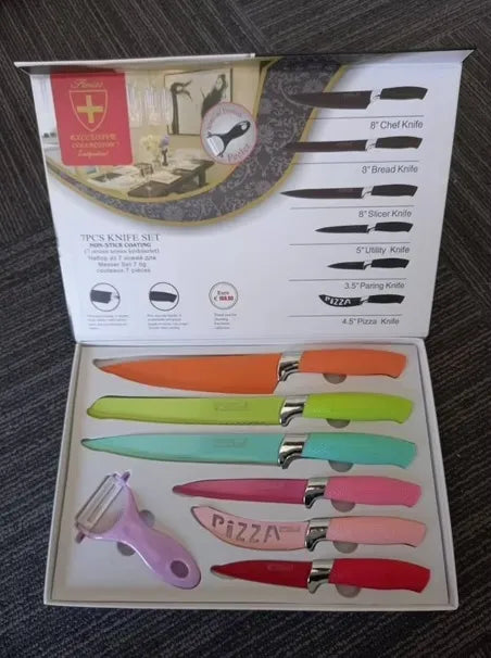Set De 7 Cuchillos De Cocina Multicolor