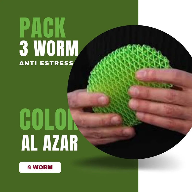Pack 3 Gusano Antiestrés Multicolor Wor
