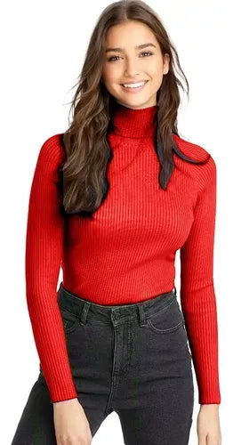 Sweater Beatle Cuello Alto Doble Lanilla