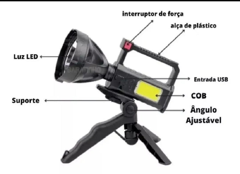 Linterna Recargable Con Trípode -en tu casa Chile - Santiago