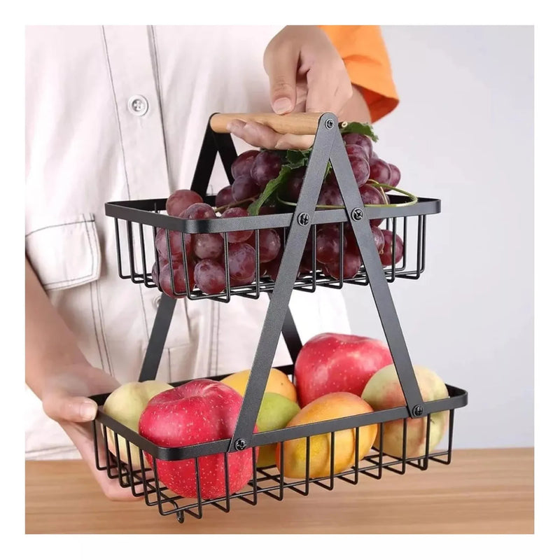 Cesta Metálica De 2 Niveles Frutas Y Mul