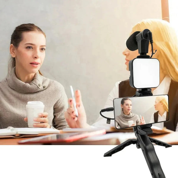 Kit De Grabación Micrófono Luz Led