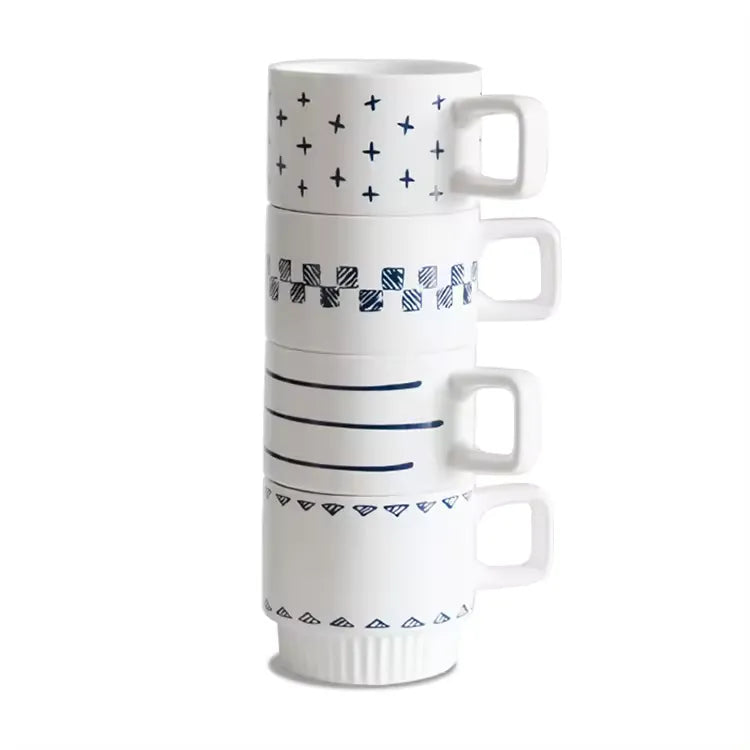 Set 4 Tazas Oficina Hogar Con Base