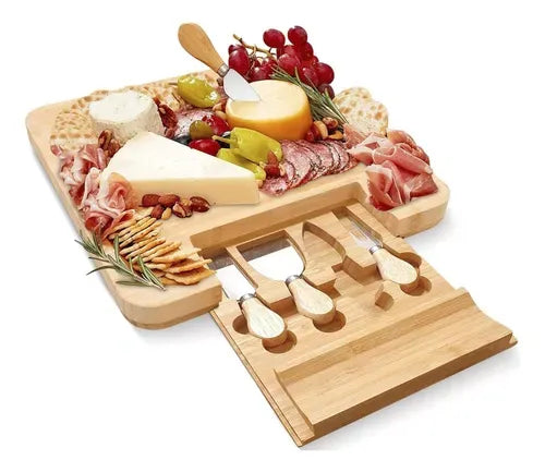 Tabla Para Quesos De Madera Bambú 4 Ac