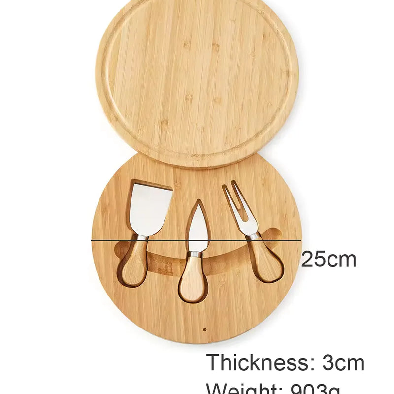 Tabla De Queso 25Cm Bambu 3 Accesorios