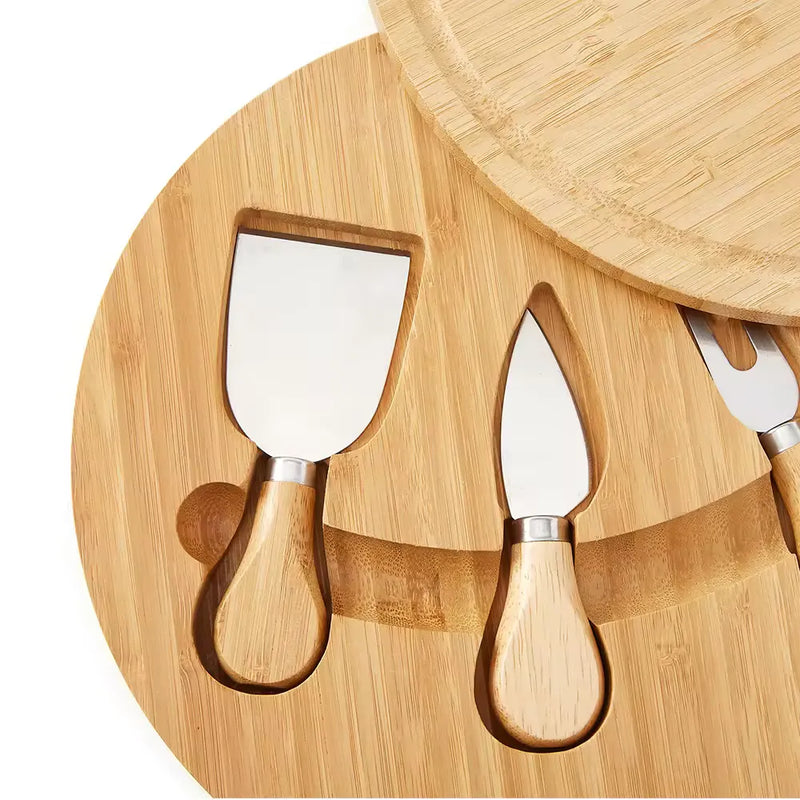 Tabla De Queso 25Cm Bambu 3 Accesorios