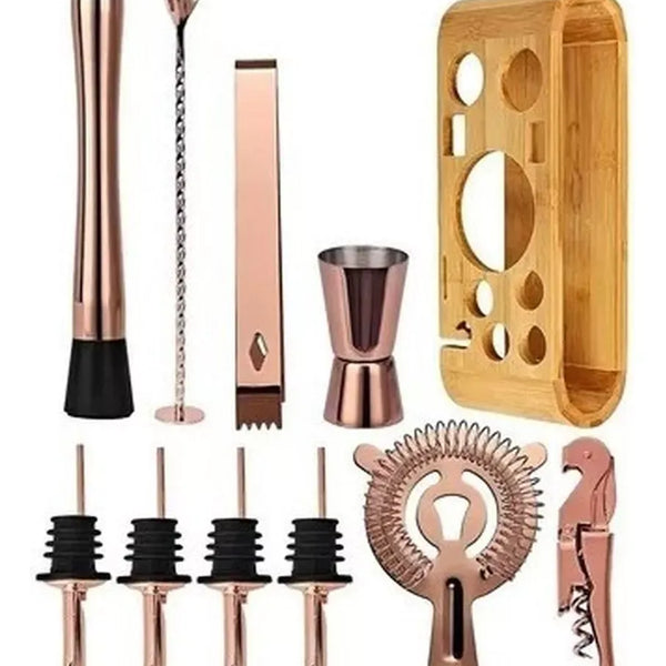 Juego De Coctelera Cobre Bar 12 Pcs