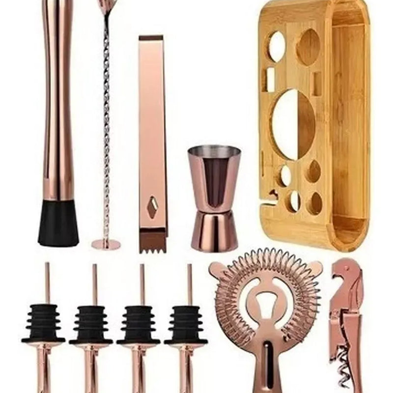 Juego De Coctelera Cobre Bar 12 Pcs