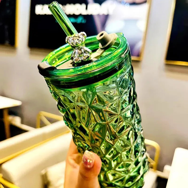 Taza De Vidrio Con Tapa 400Ml