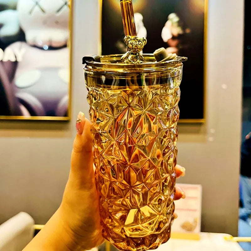 Taza De Vidrio Con Tapa 400Ml