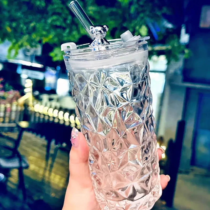 Taza De Vidrio Con Tapa 400Ml