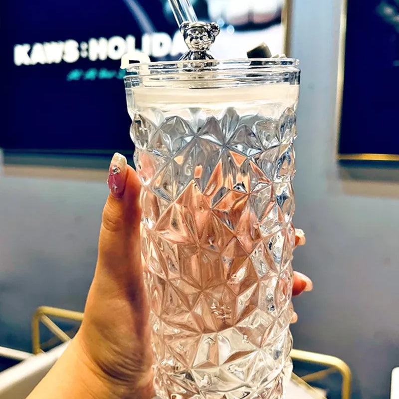 Taza De Vidrio Con Tapa 400Ml