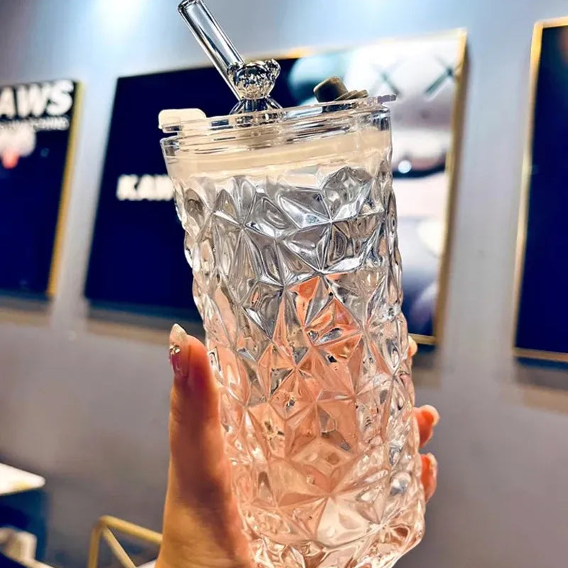 Taza De Vidrio Con Tapa 400Ml