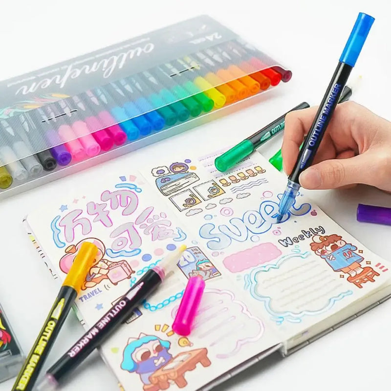 Marcadores Con Contorno 8 Pcs