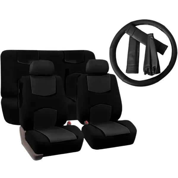Set Cubre Asiento Eco Cuero Negro
