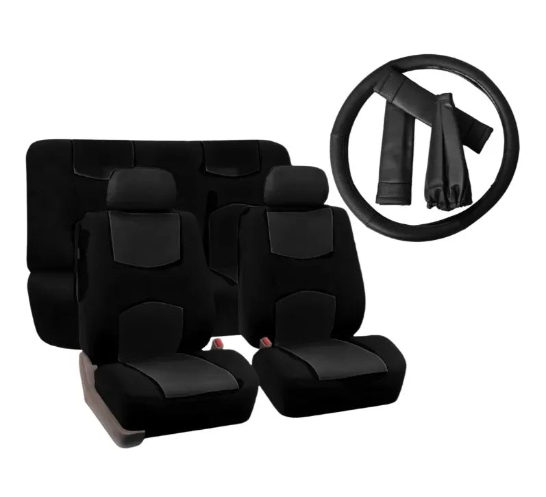 Set Cubre Asiento Eco Cuero Negro