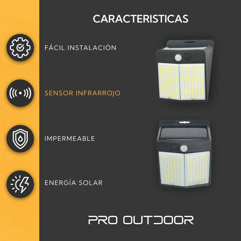 Pack 4 Aplique 196 Led Solar Contra Agua