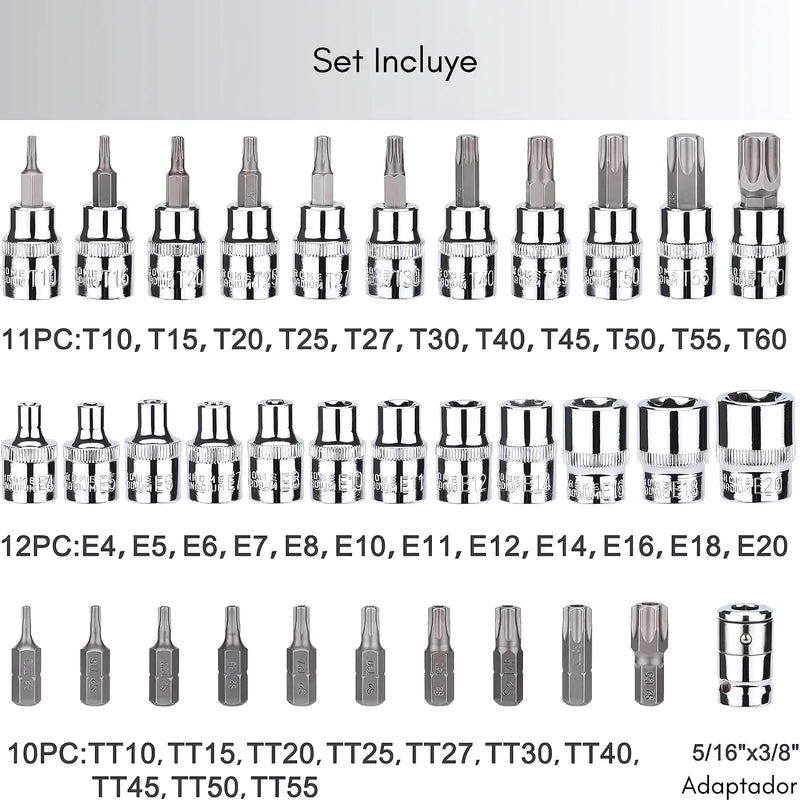 Caja Dados Extractor De Tuercas 34 Pcs - Varietas Chile - Santiago