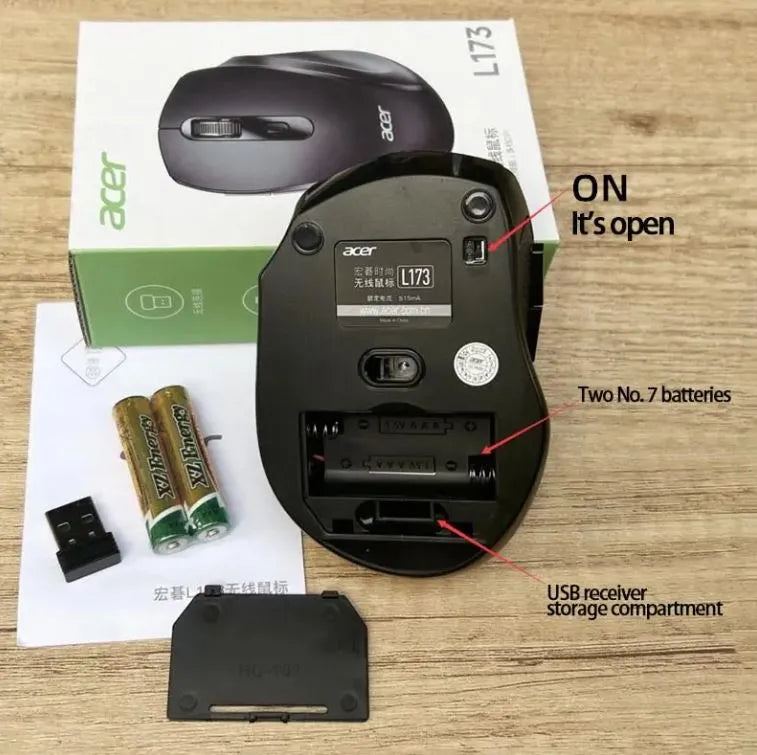 Mouse Inalambrico Acer L173 Pila