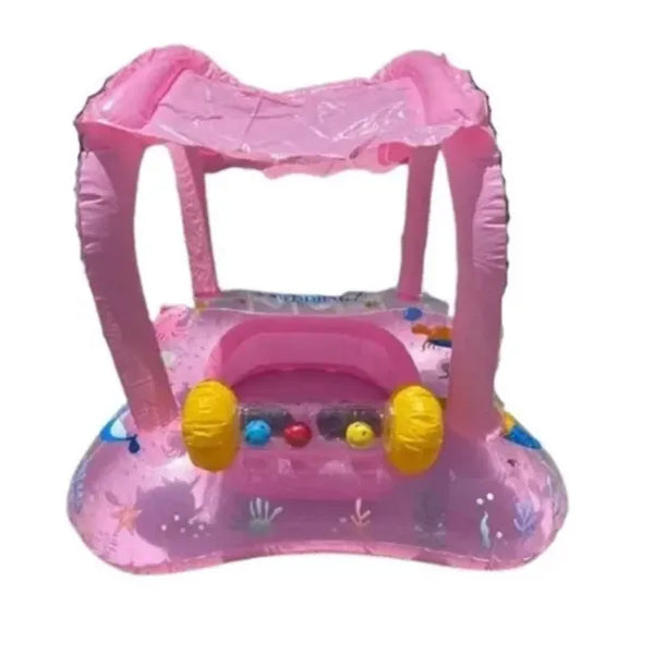 Flotador Inflable Con Techo Bebés Rosa