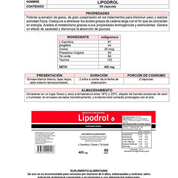 6 Lipodrol 3 Plan 30 Dias Gratis - Varietas Chile - Santiago