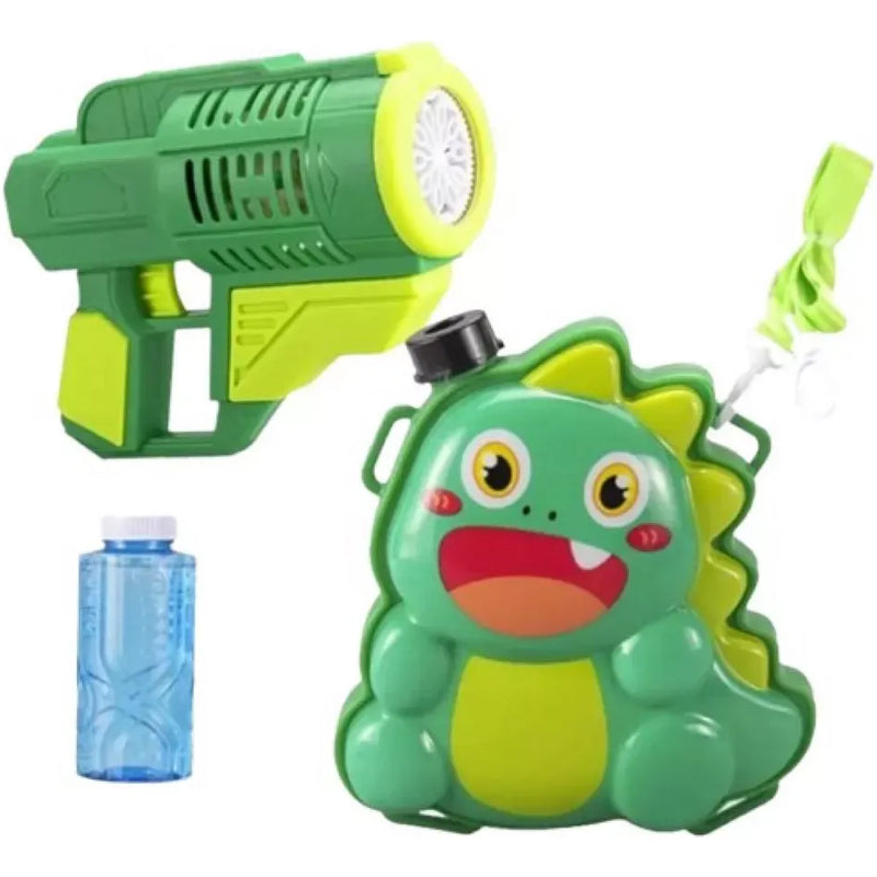 Pistola Mochila Lanza Burbuja Dinosaurio