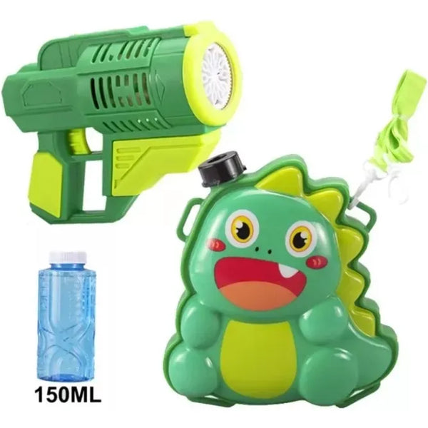 Pistola Mochila Lanza Burbuja Dinosaurio
