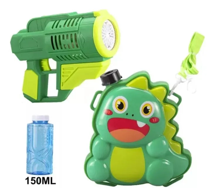 Pistola Mochila Lanza Burbuja Dinosaurio