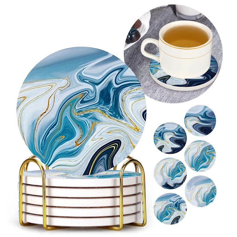 Set 6 Posavasos De Cerámica Con Soporte