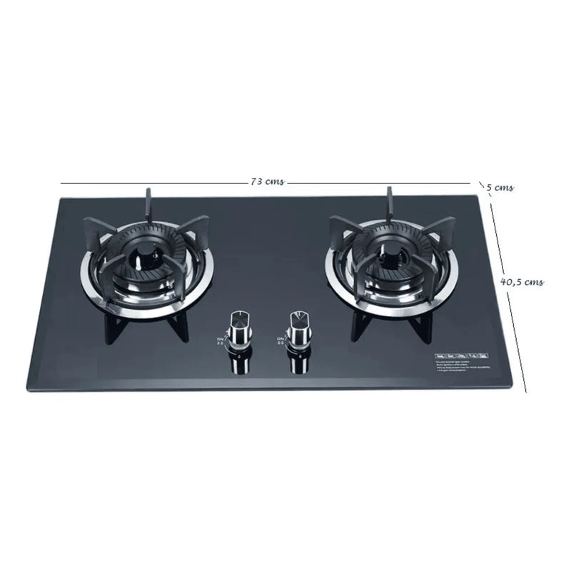 Cocina A Gas 2 Hornillas Vidrio Templado