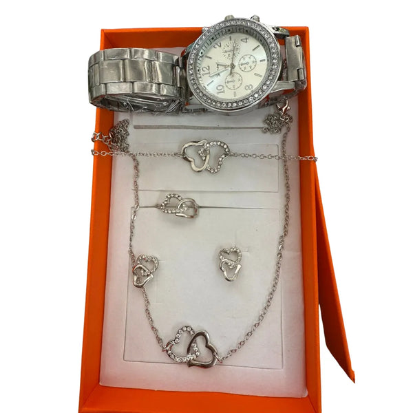 Set 6 Pzs Reloj Cuarzo Collar Pulsera