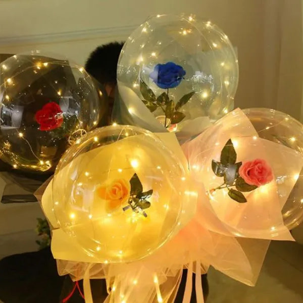 Globo Luz Led Con Rosa San Valentín Amor