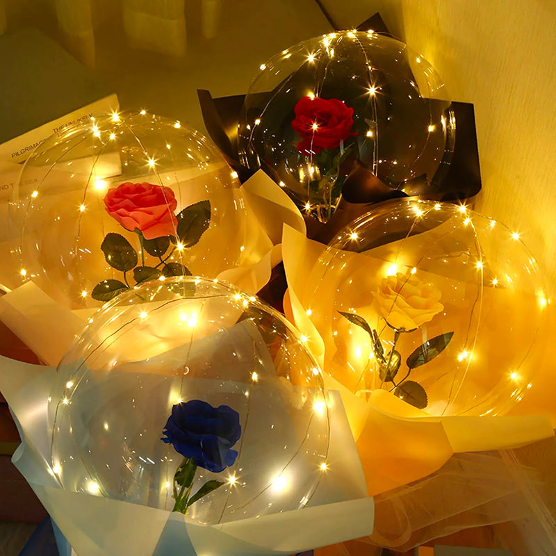 Globo Luz Led Con Rosa San Valentín Amor - Varietas Chile - Santiago