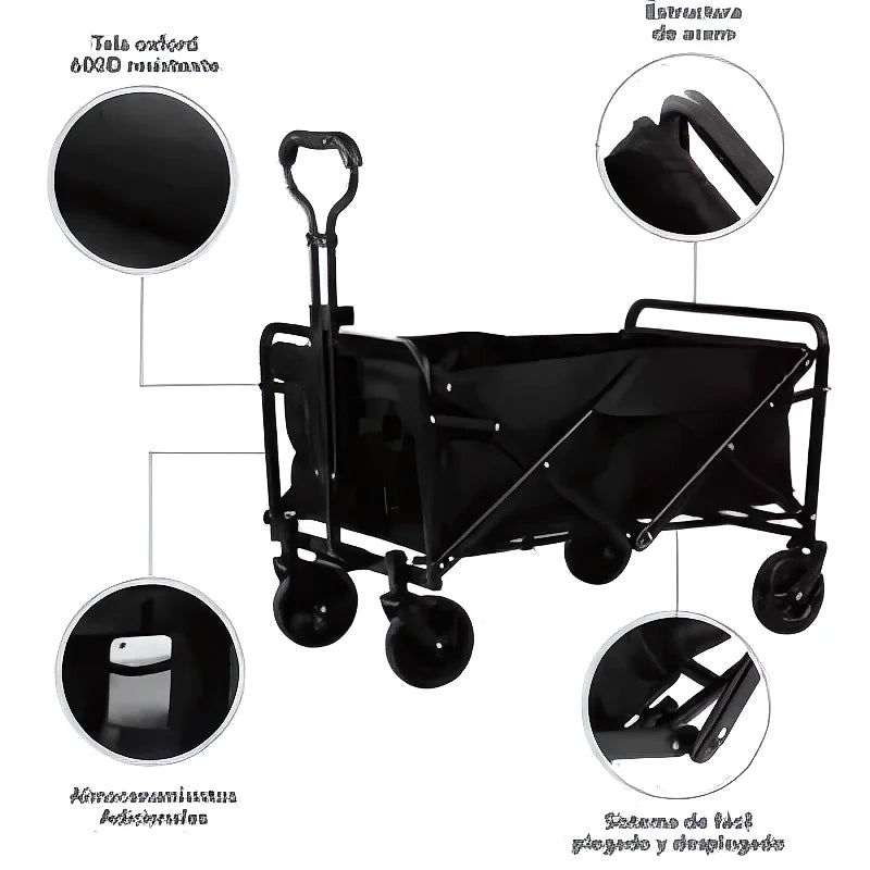 Carro Camping Plegable Negro Con 4 Rueda - Varietas Chile - Santiago