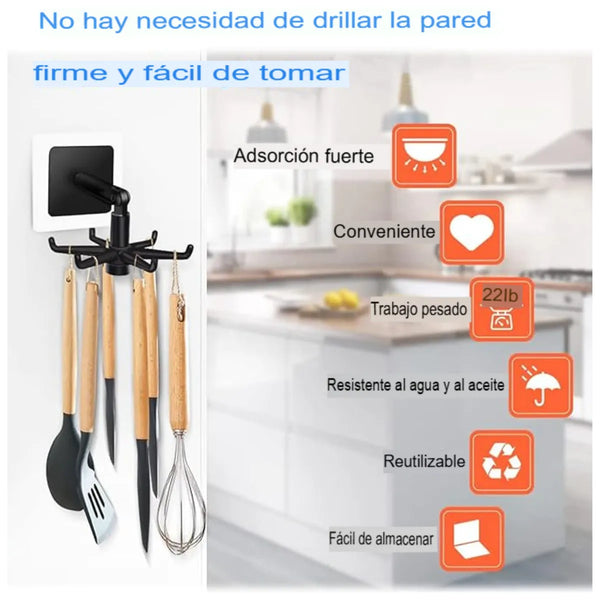 Ganchos Adhesivos Giratorios 360