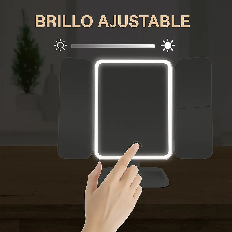 Espejo Luz Led Plegable Maquillaje
