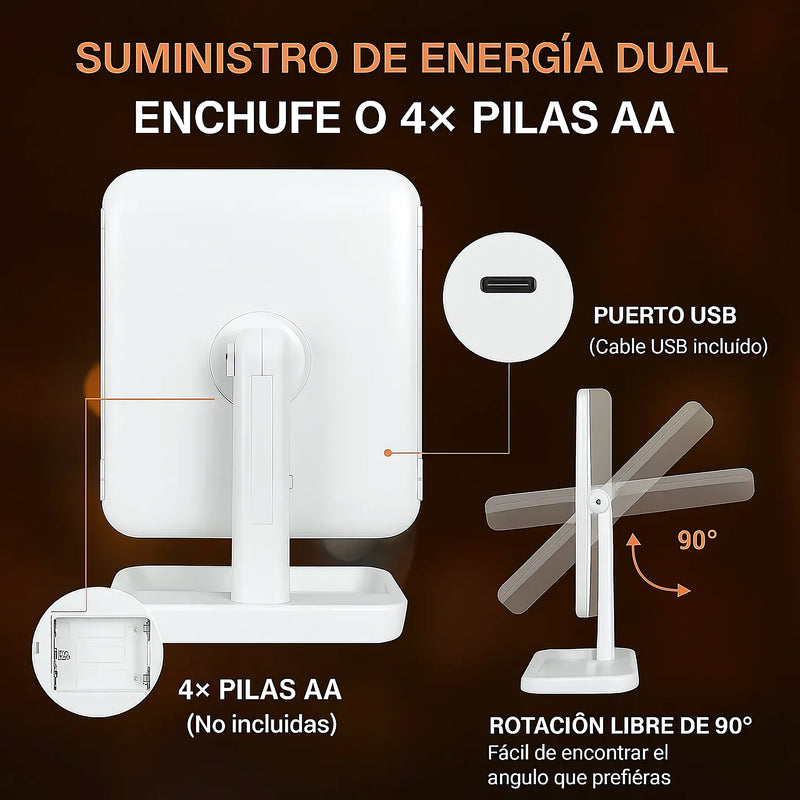 Espejo Luz Led Plegable Maquillaje - Varietas Chile - Santiago