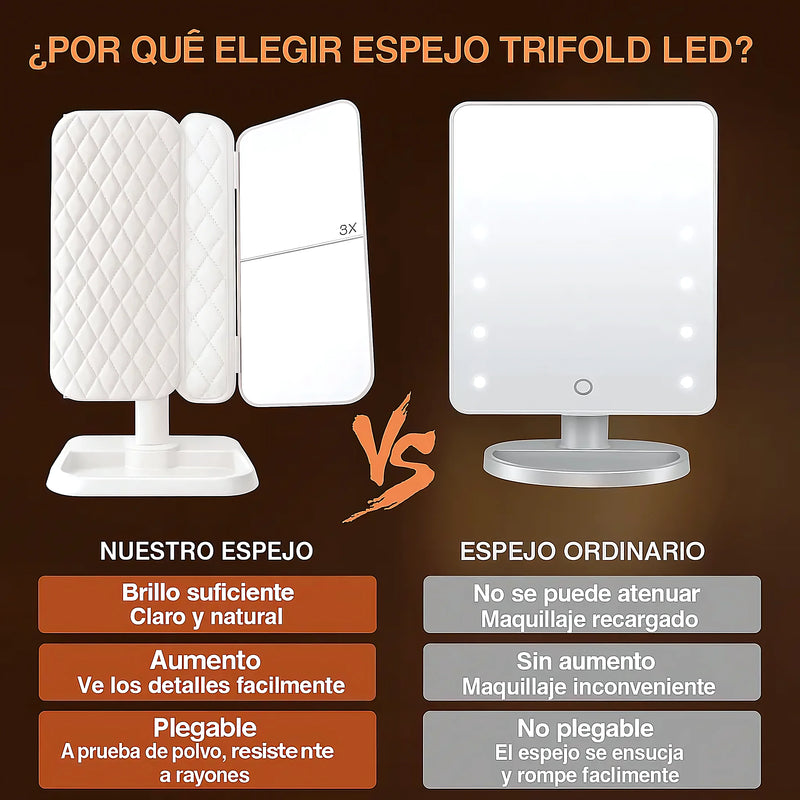 Espejo Luz Led Plegable Maquillaje - Varietas Chile - Santiago