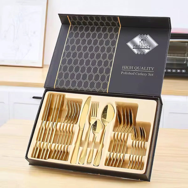 Juego De Cubiertos De 24 Piezas Dorado - Varietas Chile - Santiago