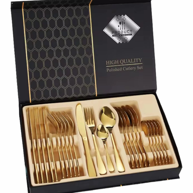 Juego De Cubiertos De 24 Piezas Dorado