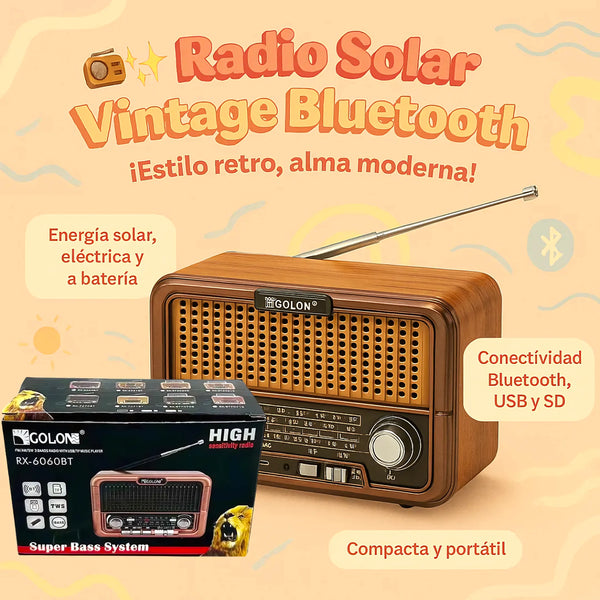 Radio Solar Vintage Am Fm Sw Bluetooth - Varietas Chile - Santiago