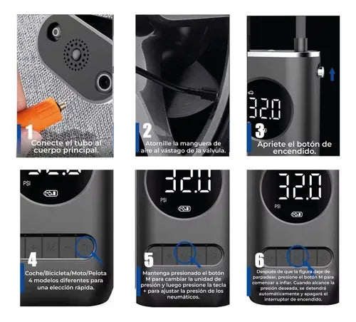 Inflador Portátil Inalámbrico Recargable -en tu casa Chile - Santiago